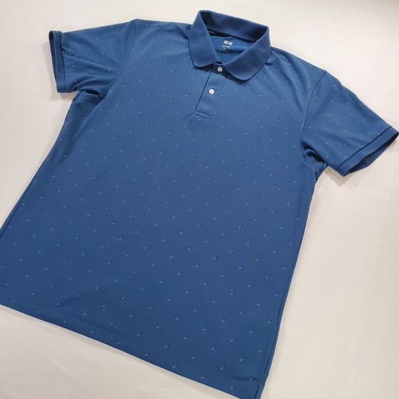 Uniqlo Dry-Ex Shirt Men XL Navy Blue Regular Fit Preppy Casual Performance Polo - Picture 6 of 13
